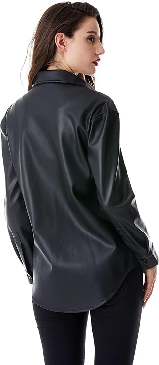 Blcak leather shirt - Image 2