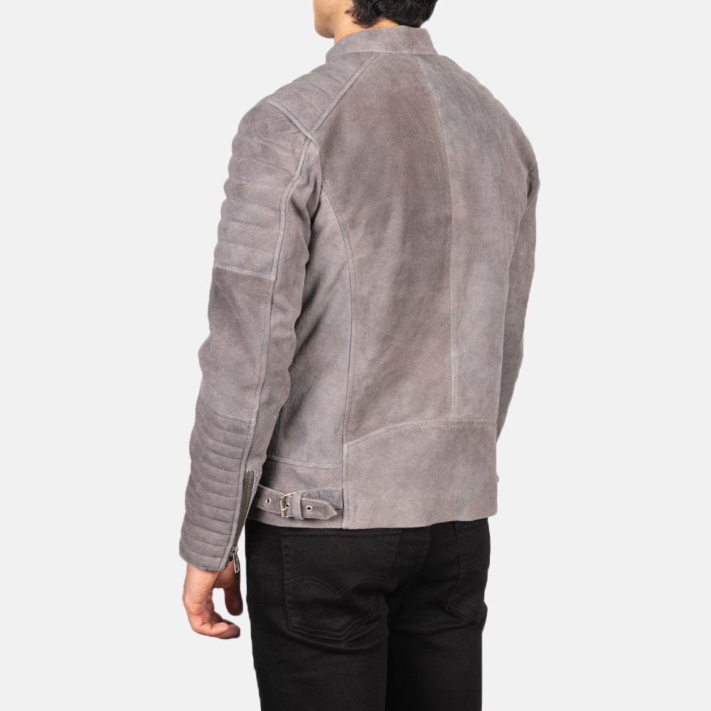 Damian Grey Suede Biker Jacket - Image 2