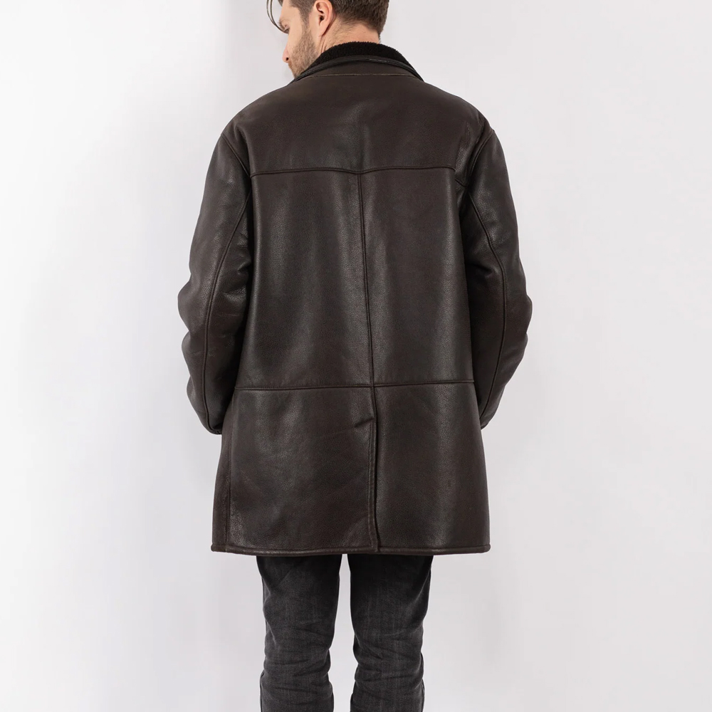 Men Sheepskin Coat in Brown - Image 2