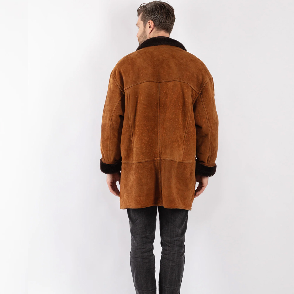 Men Sheepskin Coat in Brown - Image 2