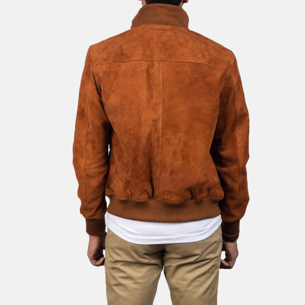 Eaton Brown Suede Bomber Jacket - Image 2